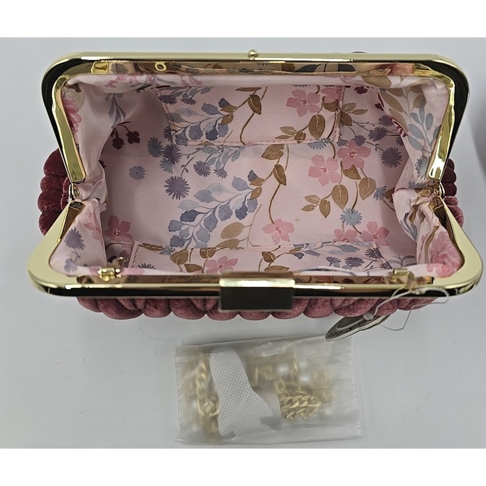 NWT Spartina 449 Velvet Dusty Mauve Southern Old-money Kiss Lock Clutch Purse - Picture 7 of 14